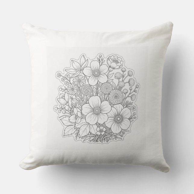 Almofada arte de design floral (Frente)