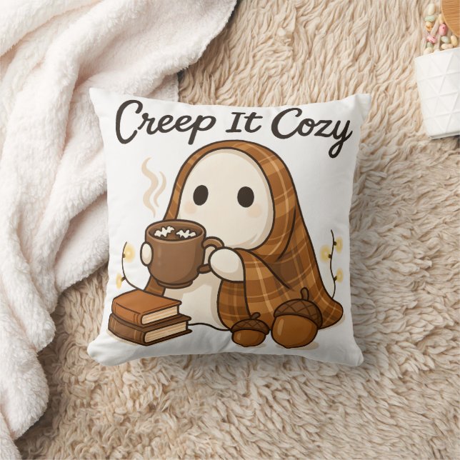 Almofada Arte de Dia das Bruxas, Cozy Ghost Fall Vibes (Cobertor)