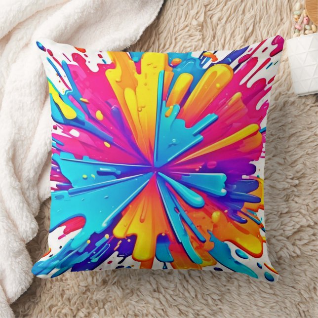 Almofada Arte de Explosão Radial de Cor (Cobertor)