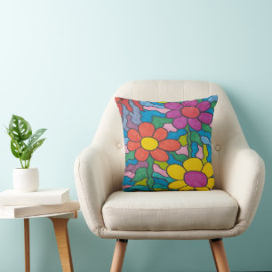 Almofada Arte de Flor com Hippie Retroativo