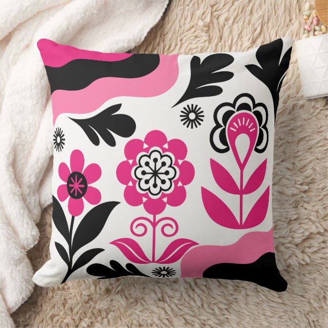 Almofada Arte de Flor Rosa Abstrata Boho (Cobertor)