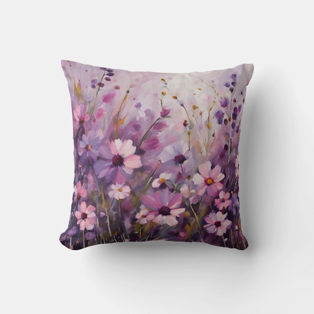 Almofada Arte de Flores Silvestres Roxas Roxas (Frente)