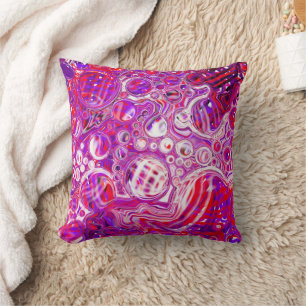 Almofada Arte de Fluidos Vermelho e Roxo