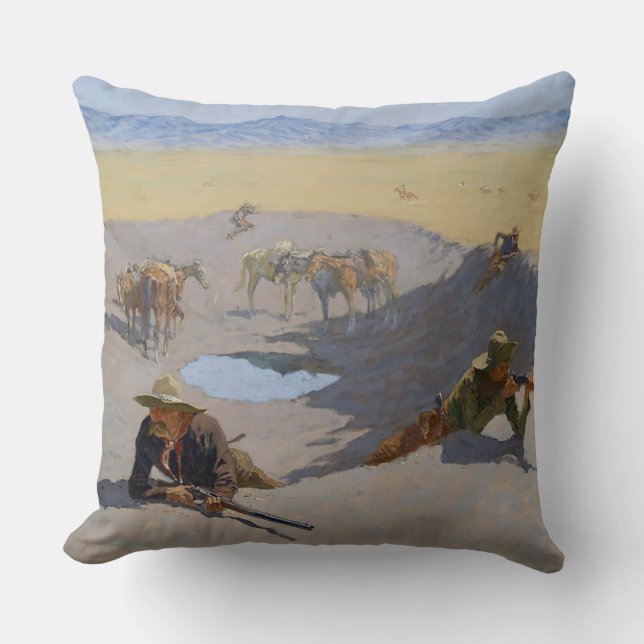 Almofada Arte de Frederic Remington “Luta Pelo Poço de Água (Frente)