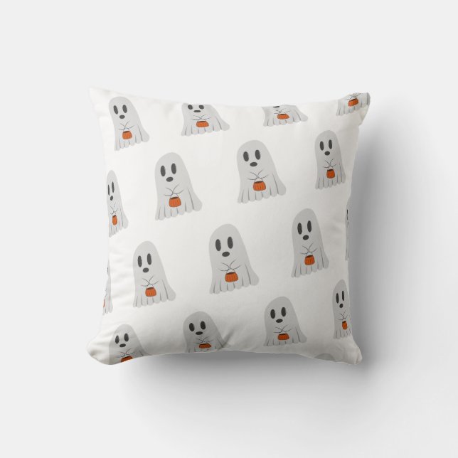 Almofada Arte de Halloween de Fantasma Fofo (Frente)