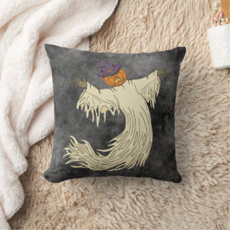 Almofada Arte de Halloween do Fantasma de Cabeça de Abóbora