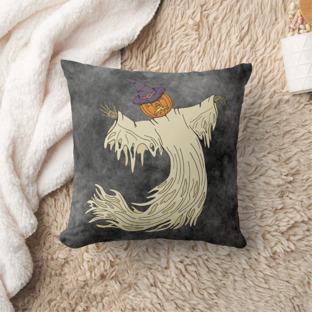 Almofada Arte de Halloween do Fantasma de Cabeça de Abóbora (Cobertor)