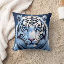 Arte de IA do Tigre Branco de Olhos Azuis