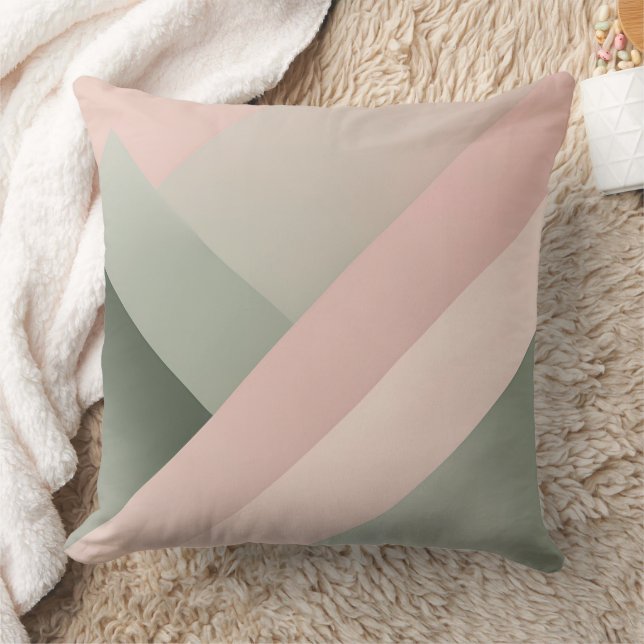 Almofada Arte de IA rosa e verde sage (Cobertor)