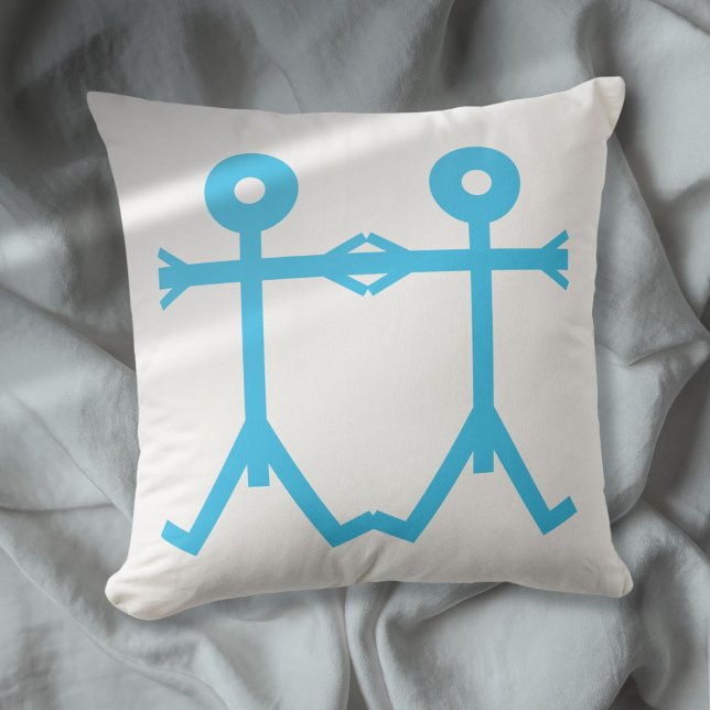 Almofada Arte de Ícone de Homens Amor (Modern Blue Love Men Icon 2006 Art Throw Pillow)