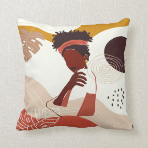 Almofada Arte de ilustração de mulher negra, Impressão d