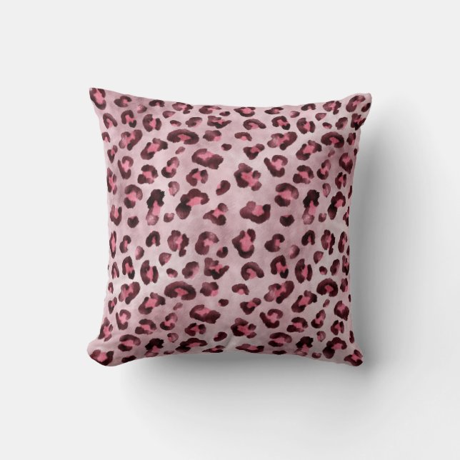 Almofada Arte de impressão de leopardo rosa textura de pelo (Frente)