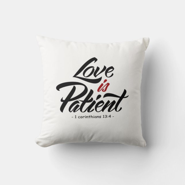 Almofada Arte de Letreiro à Mão de Amor é Paciente  (Frente)