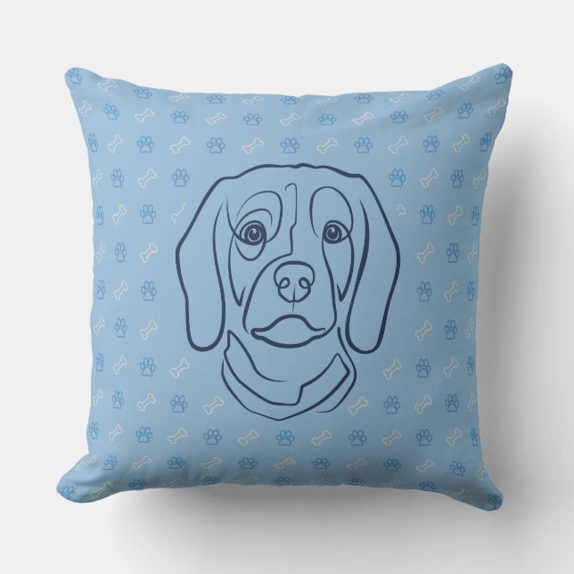 Almofada Arte de Linha Beagle, Elegância com Atitude (Frente)