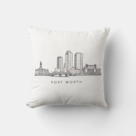 Almofada Arte de Linha da Silhueta Minimalista de Fort Wort