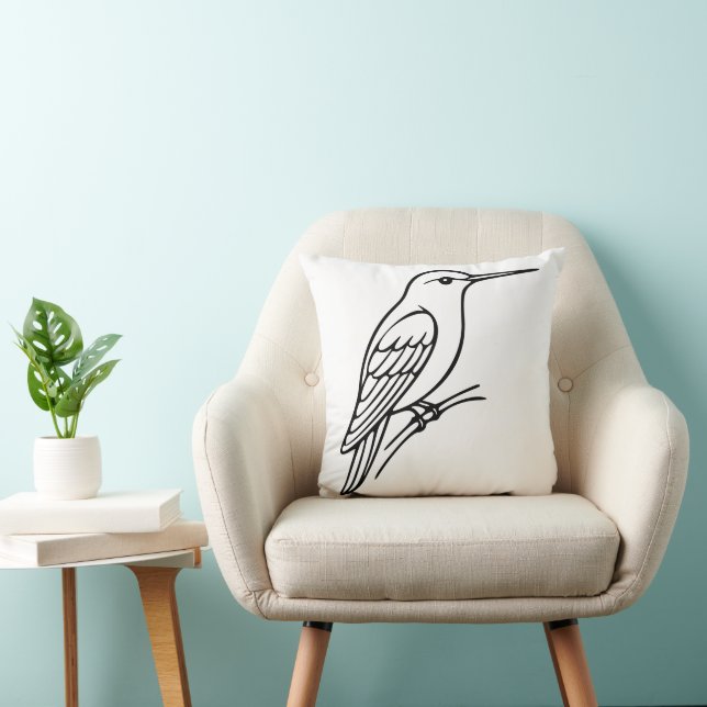 Almofada Arte de Linha de Beija-flor – Ilustração de Pássar (Cadeira)