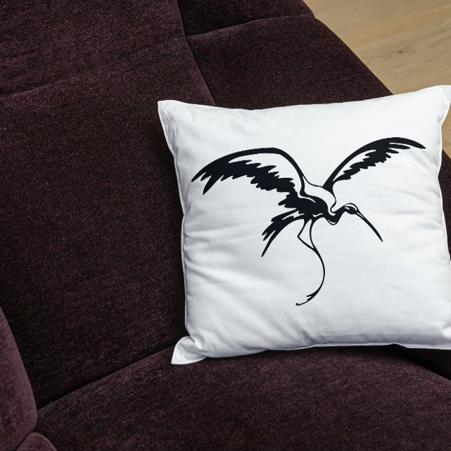 Almofada Arte de Linha de Crane Voadora (Criador carregado)