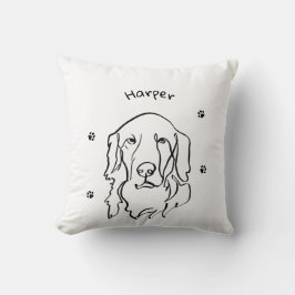Almofada Arte de Linha de Retriever de Ouros Personalizável