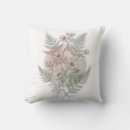 Almofada Arte de Linha Elegante Rosa Desmaiado Floral Rosa