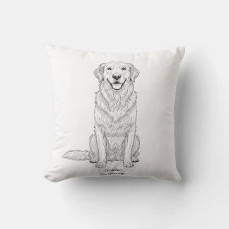 Almofada Arte de Linha Minimalista de Golden Retriever Dour