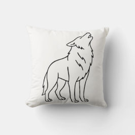 Almofada Arte de linha minimalista de lobo – Vida selvagem
