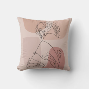 Almofada Arte de Linha Minimalista Desenhando Arte de Moda