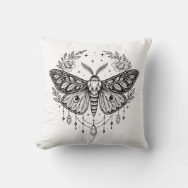 Almofada Arte de Linha Mística Gótica de Mariposa Botânica 