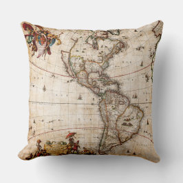 Almofada Arte de Mapa da América do Norte Vintage Bonito