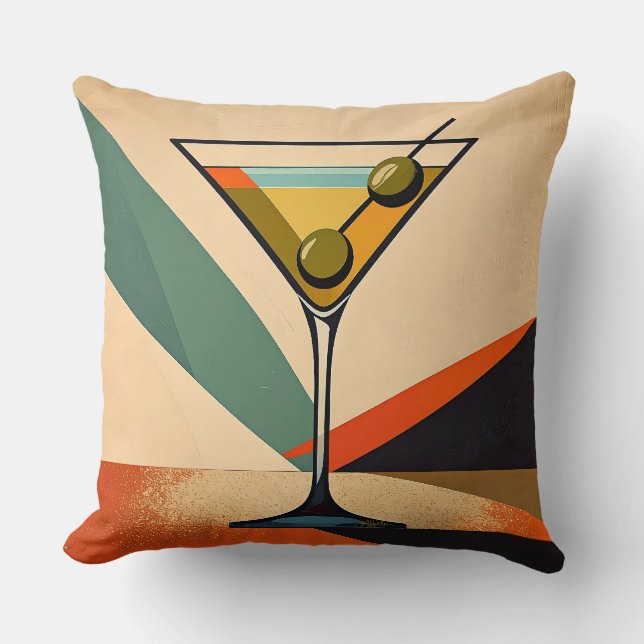 Almofada Arte de Martini com Bloco de Cores Modernas do Mei (Frente)