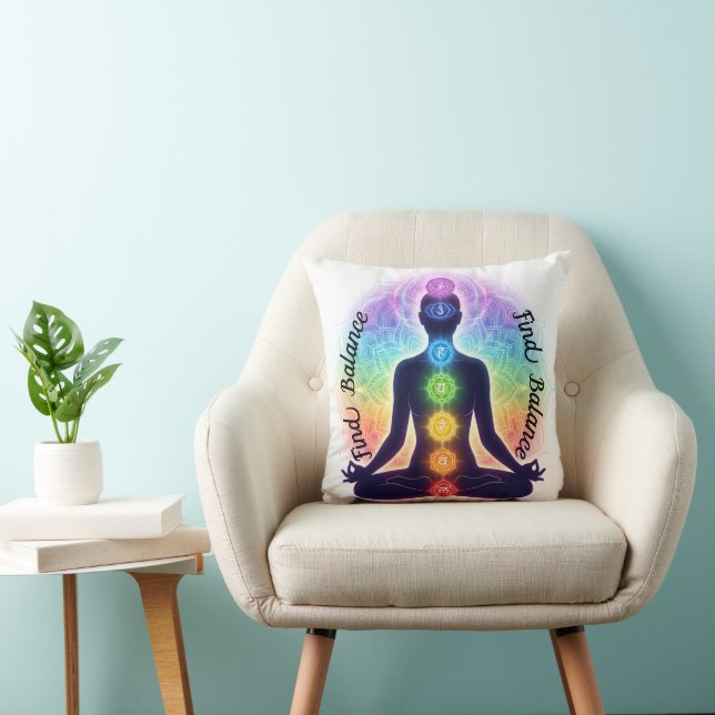 Almofada Arte de Meditação dos Chakras | Sete Símbolos Colo (Cadeira)