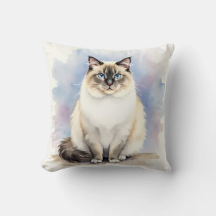 Almofada Arte de Nuvem Sonho Aquarela de Gato Ragdoll
