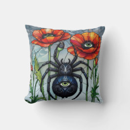 Almofada Arte de Olho de Papoulas de Vidro Colorido Aranha 