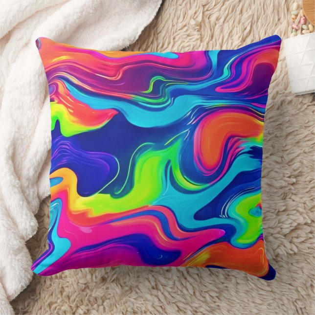 Almofada Arte de ondas de cores vívidas Abstrato (Cobertor)