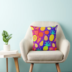 Almofada Arte de Padrão de Fruta Dinâmica Neon