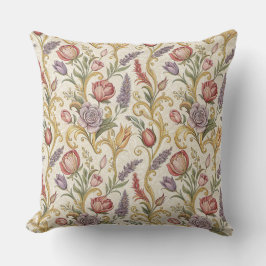 Almofada Arte de padrão de rolagem floral vintage francês o