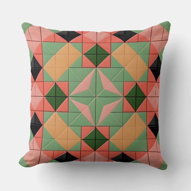 Almofada Arte de Padrão de Simetria Geométrica Colorida (Frente)