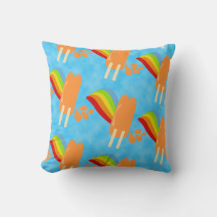 Almofada Arte de Padrão do Arco Arco-Íris com Pop Laranja