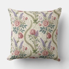Almofada Arte de padrão floral de Rosa Francesa Clássica e