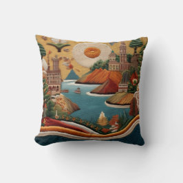 Almofada Arte de Paisagem de Estilo Bordado Vibrante