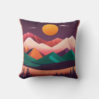 Almofada Arte de Paisagem de Montanha Minimalista Boho