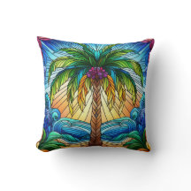 Arte de Palmeira em Estilo de Vidro Colorido
