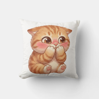 Almofada Arte de Parede em Tela de Gatinho Laranja Tímido e