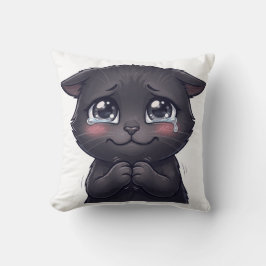 Almofada Arte de Parede em Tela de Gato Preto Chorando Fofo