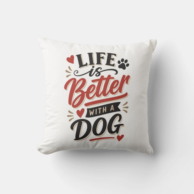 Almofada Arte de Parede para Amantes de Cachorros - A Vida  (Frente)