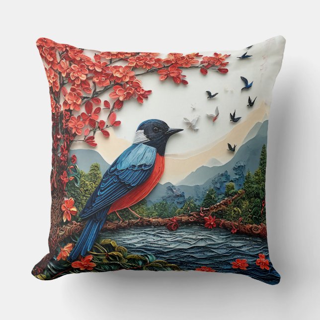 Almofada Arte de pássaro bonito (Frente)