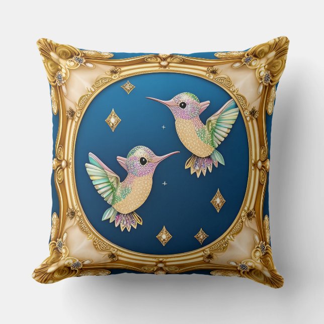 Almofada Arte de Pássaros Elegantes em Moldura (Frente)
