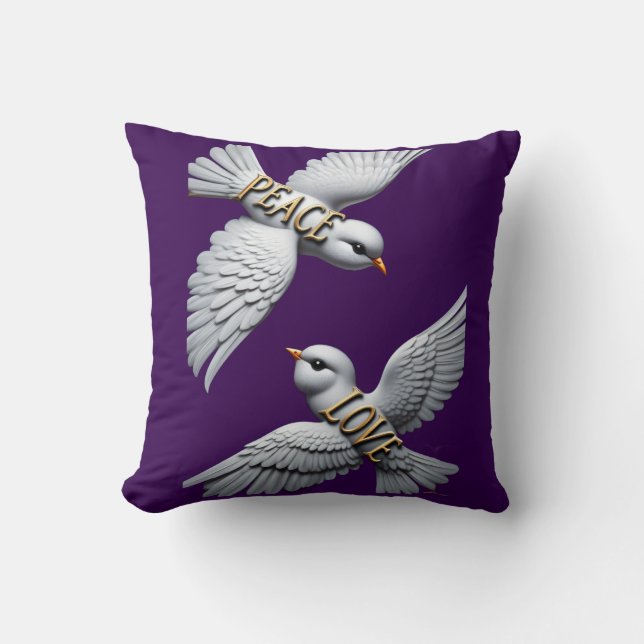 Almofada Arte de Pombo Elegante Paz & Amor  (Frente)