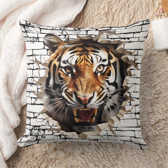 Almofada Arte de Quebra de Parede de Tigre 3D – Safari Real (Cobertor)