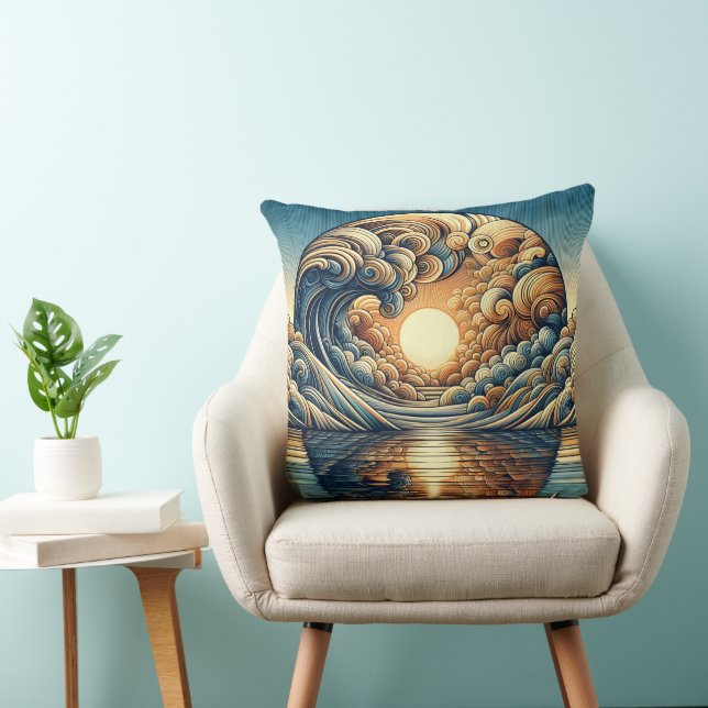 Almofada Arte de Reflexão Surrealista (Cadeira)
