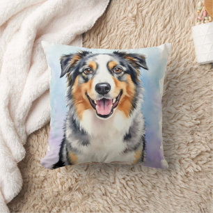Almofada Arte de respingo de aquarela do Australian Shepher